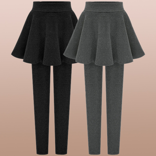 伞裙女显瘦小脚裤 清仓捡漏加绒加厚冬季 假两件打底裤 包臀裙裤 大码