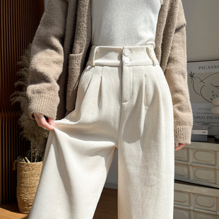 子女秋冬季 休闲直筒裤 大码 裤 子 西装 清仓捡漏加绒加厚欧棉绒阔腿裤