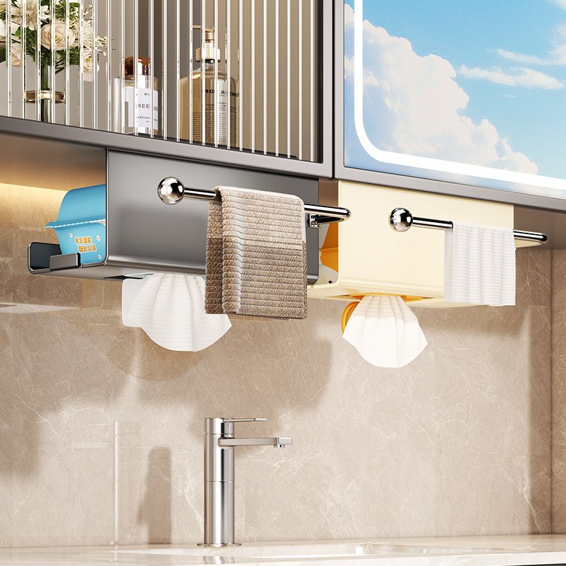 2025新款卫生间镜柜下抽纸纸巾收纳盒厕所倒挂式废弃洗脸巾收纳架,收纳整理,洗脸巾收纳盒,淘宝优惠券,粉丝福利购,淘宝优惠卷