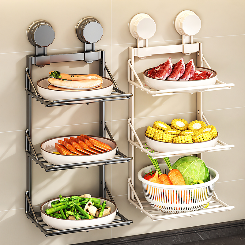 【掉落包赔】厨房折叠吸盘备菜架