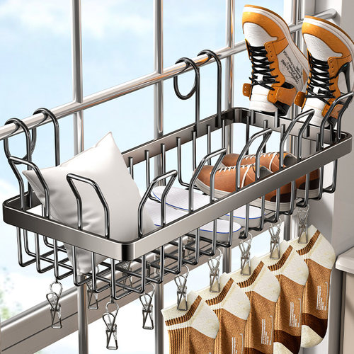 即挂即用--阳台多功能晾鞋架袜夹