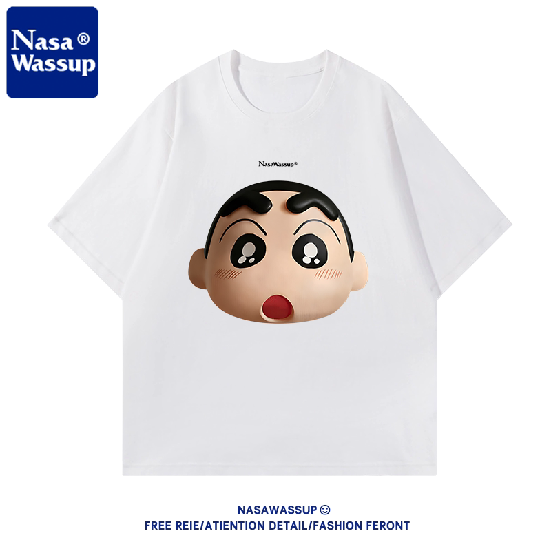 NasaWassup联名蜡笔小新卡通趣味短袖t恤男女青少年半袖夏季潮牌