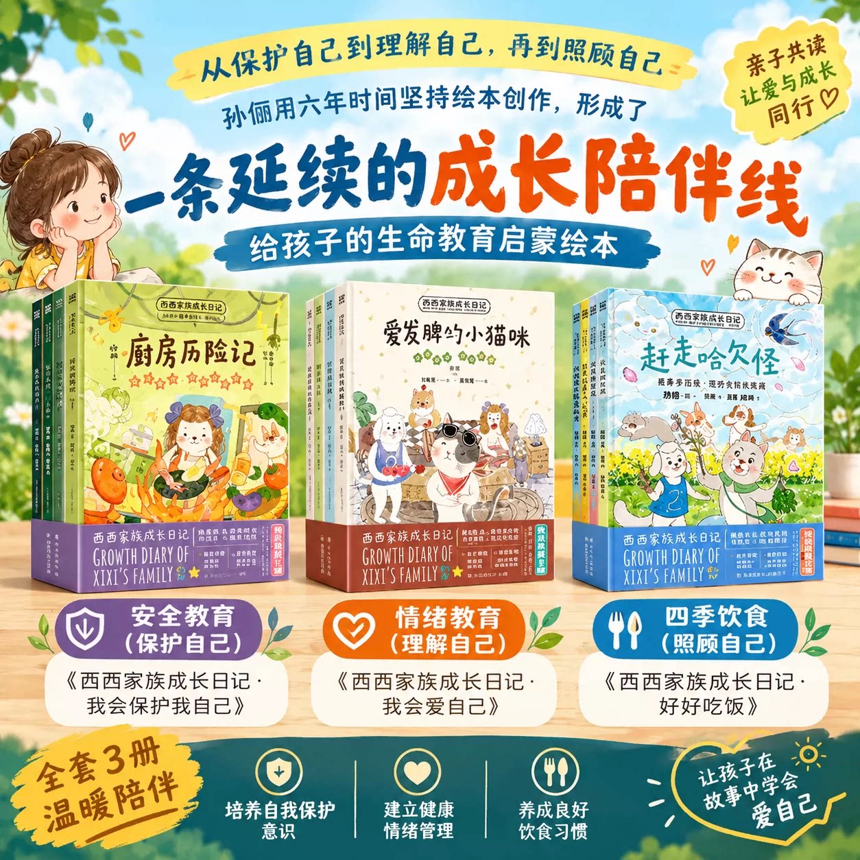 【孙俪主编】西西家族成长日记 孙俪 好好吃饭 我会保护我自己 我会爱自己 给孩子的健康习惯养成绘本,和孙俪一起陪伴孩子的童年