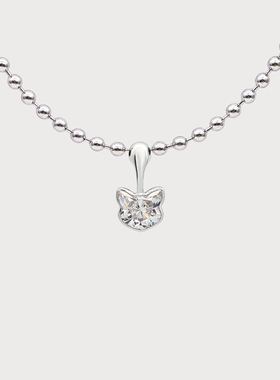 ICEWALD真冶宠物猫耳甜心18K金猫钻石吊坠猫咪项链培育钻锁骨链
