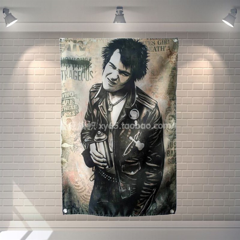 新品''Sid punk band'' Rock Band Banners Hanging Flag Wall St