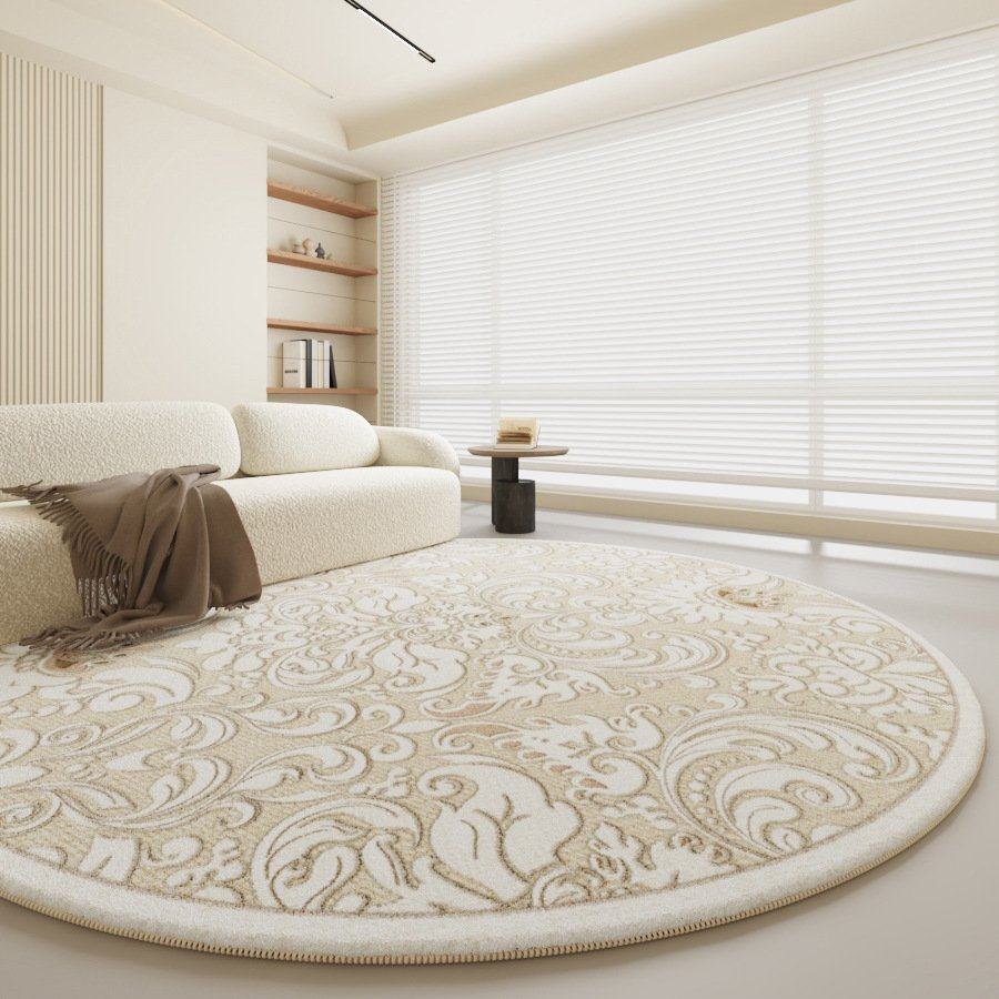 法式圆形地毯客厅奶油风简约书房书桌椅子垫加厚仿羊绒卧室床边毯,居家布艺,地毯,淘宝优惠券,粉丝福利购,淘宝优惠卷