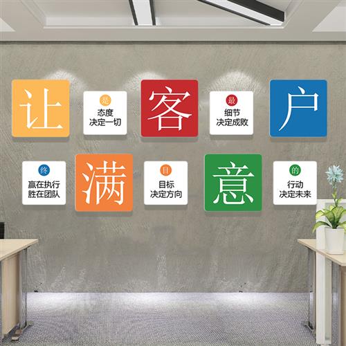 极速让客户满意标语公司企业文化背景墙装饰布置电话销售团队会议