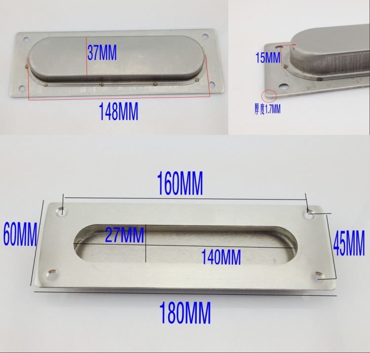 。304不锈钢拉丝明装暗拉手 移门拉手 衣柜内抽屉把手 加长暗拉手