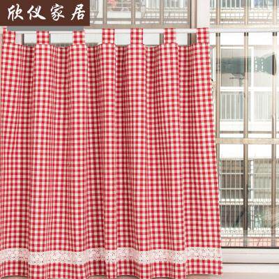 极速便宜实惠小窗帘柜子遮挡帘不透时尚格子小棉布半帘小门帘