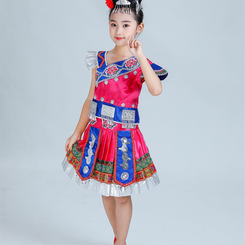 第十届小荷风采踩彩舞蹈演出服儿童苗族侗族少数民族舞蹈演出服装