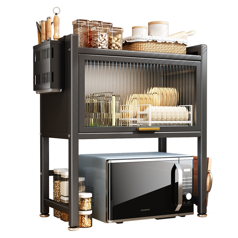 厨房微波炉置物架台面烤箱锅具架子带门密封碗碟碗架收纳层架收纳,厨房/烹饪用具,微波炉置物架,淘宝优惠券,粉丝福利购,淘宝优惠卷