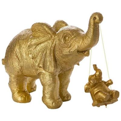 Gold Elephant Figurines Mom And Baby Elephant Statue Home