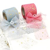 Tulle Golden Dots 6cm Star Starry Ribbon Mesh 25yards Tape