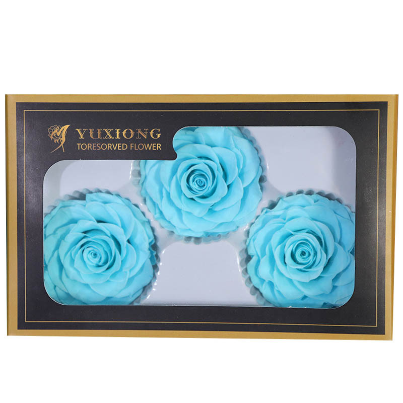 永生花7-8cm花头 3朵装 A级拼花玫瑰 七夕情人节 圣诞节礼物