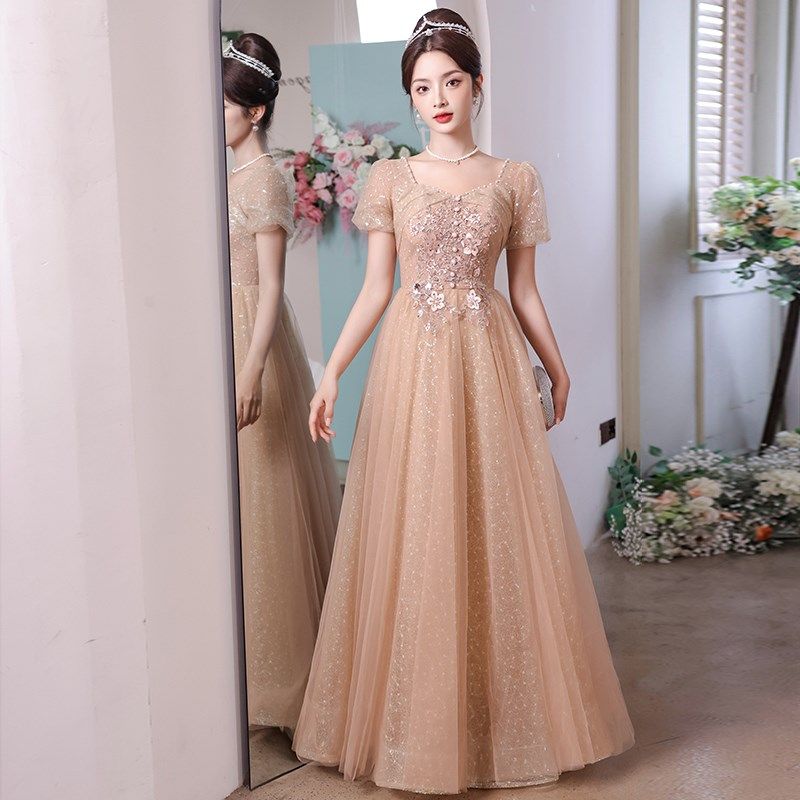 大码晚礼服女2025新款声乐艺考气质宴会成人礼主持人年会连衣裙冬