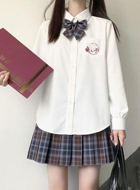 新年兔jk制服长袖衬衫基础内搭小众白色上衣日系学院风加绒大码女