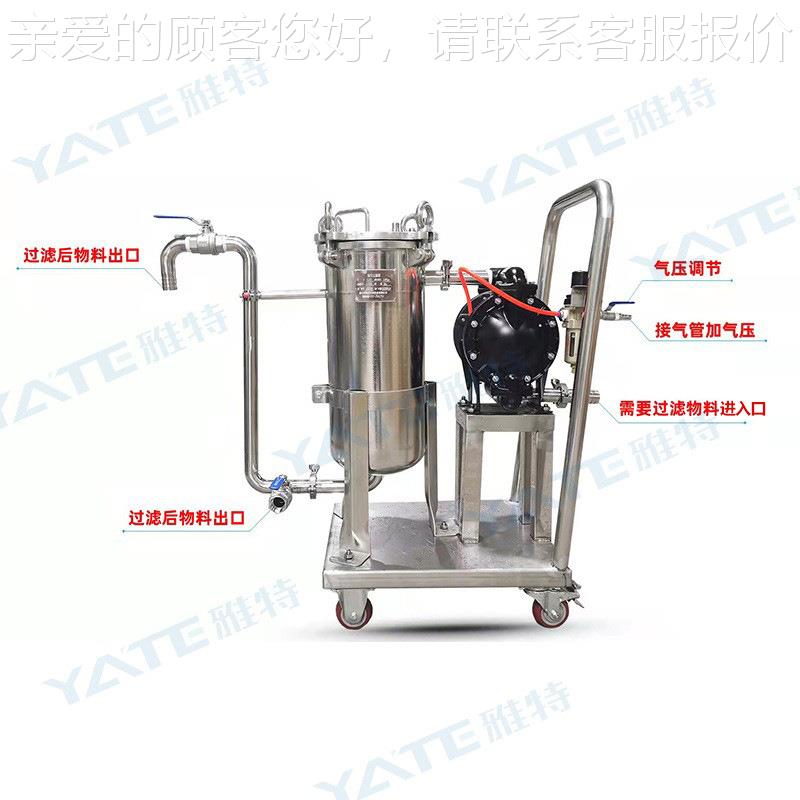 304不锈电镀液乳液单移动式过袋过滤钢组可机移动式小车油推墨袋