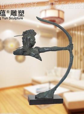 弓箭手抽象铜摆件 神射手铜工艺品摆件 古代射箭抽象人物摆件厂家
