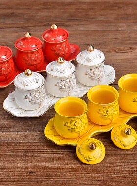 新品陶瓷供水f杯供佛杯供奉财神爷酒杯茶杯敬神莲花招财仙家敬水