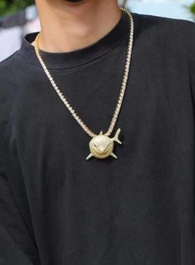 极速Hip Hop Fierce Shark Inlaid ZiFrcon Pendant Personality