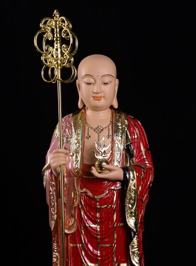 新品地藏王菩萨像九华山地藏树脂佛像立像娑婆三圣家用.佛堂桌面