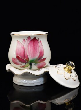 新品供水杯陶瓷供佛m杯财神观音小号水杯家用佛前莲花供杯净水杯