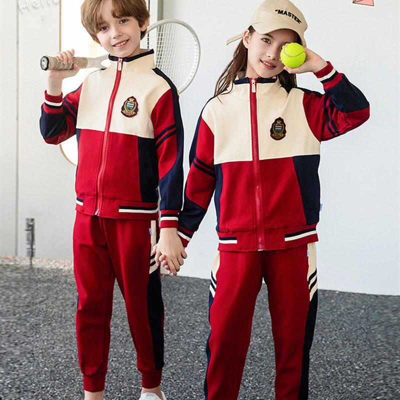新品幼儿园园服春秋款套装v新款小学运动会服装三件套老师班服校
