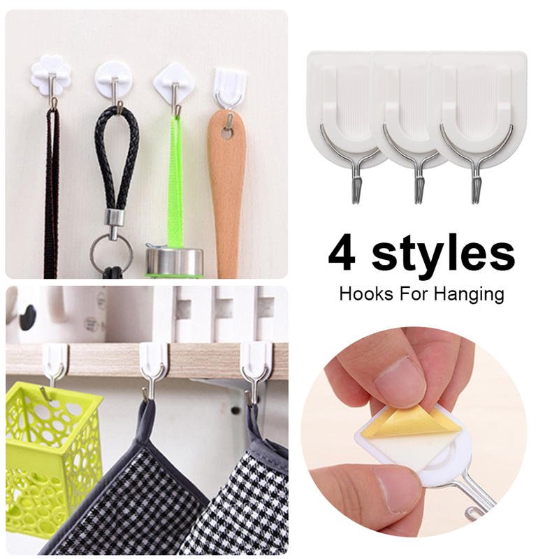极速10PCcs Strong Adhesive Wall Sticky Hooks 180 Degree Rota