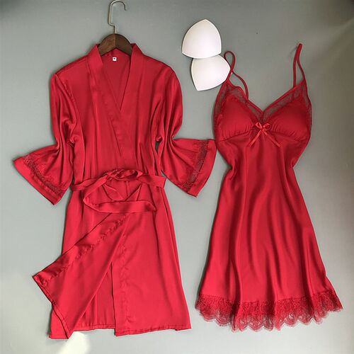 新品.Robe Set Lace Trim Sleepwear CasualK Home Clothes Night