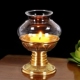 新品 摆 宝成佛具纯h铜防风莲花酥油灯座供佛烛台蜡烛底座家用中式