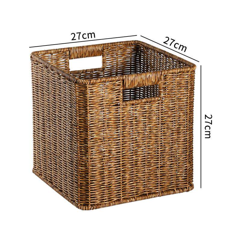 bx62塑料仿藤编收纳筐方形格子柜储卡莱克篮子书架电视柜置物编织