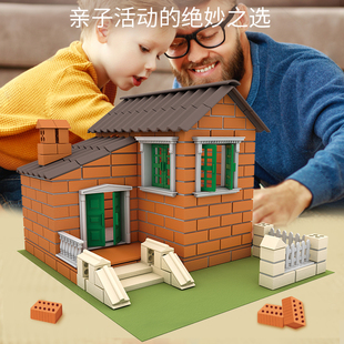 极速小小泥瓦匠手工diy小屋儿童造盖房子M建筑模型男孩砌墙砌砖头
