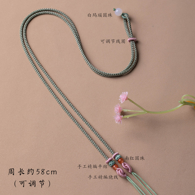 新品细款横穿天珠吊坠挂绳手工编织蜜蜡J松石项链绳子路路通挂脖