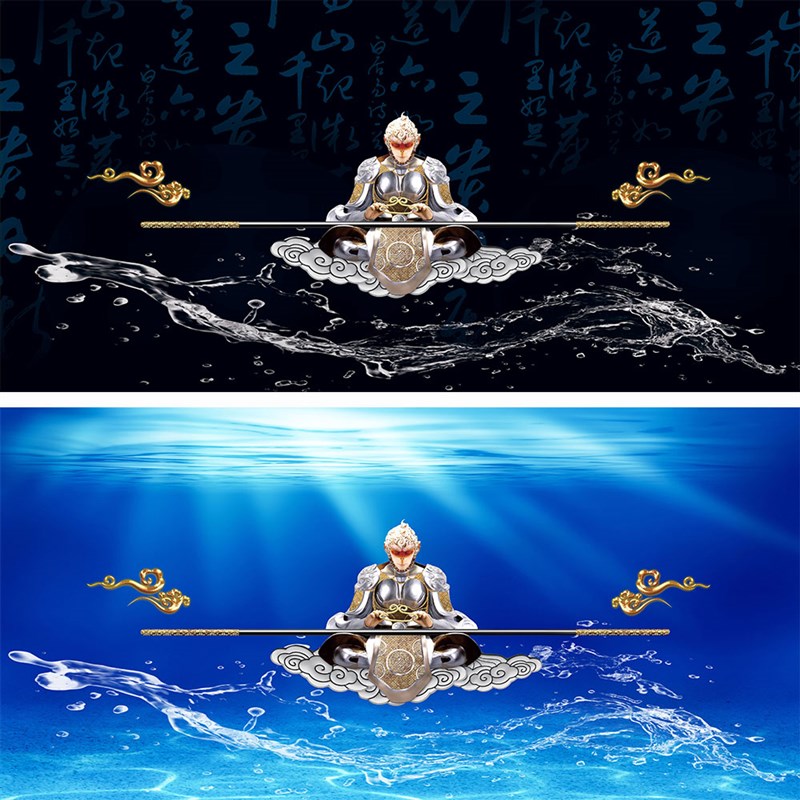 极速孙悟空齐天大圣鱼缸背景贴画z高清图3D立体壁纸水族箱贴纸自