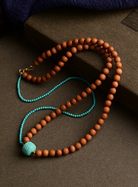 新品老山檀项链搭配菱镁矿松石锁骨链 香味V醇正 TY35