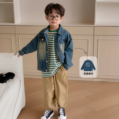 极速陈大猪男f童牛仔外套春秋款2023秋装新款潮酷洋气外套男孩上