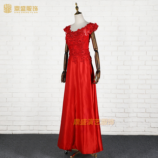 极速女晚礼服宴会主持人服装合唱团E表演服优雅长裙表演装酒会晚