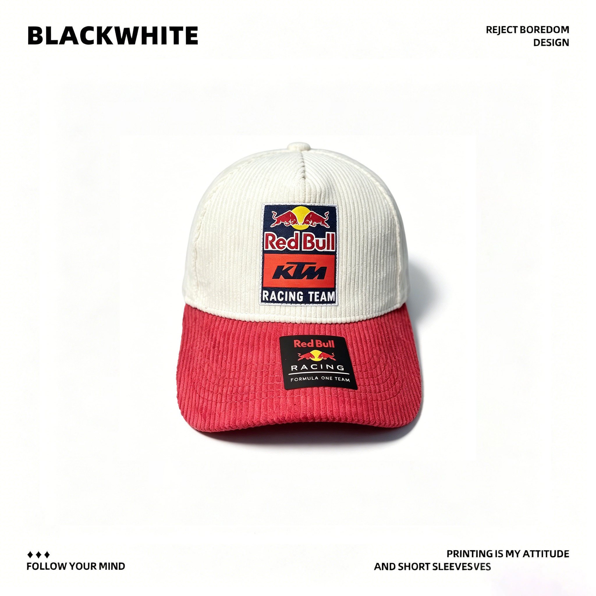 RedBull帽子美式灯芯绒鸭舌帽