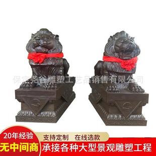 铸铜汇丰狮雕塑银行开业门口守门欧式狮子铜雕纯铜门狮一对大摆件