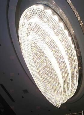现货简约椭圆形水晶吊灯客厅餐厅别墅吊灯酒店会所大堂工程灯