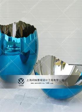 大型创意美陈景观玻璃钢雕塑摆件蛋形蛋壳艺术装置