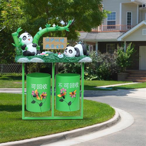户外卡通玻璃钢垃圾桶摆件可爱园林雕塑创意景区幼儿园公园装饰品