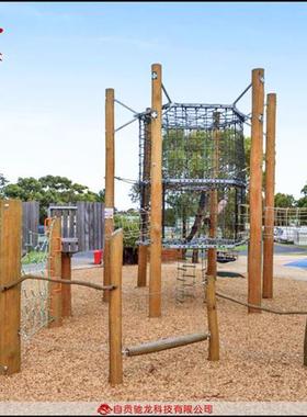 景区防水滑梯木屋定制室外防腐木无动力乐园游乐设施木艺造型定制