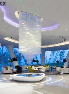 售楼大厅水晶吊灯定做酒店工程灯非标异形会所灯办公大厅梅花管灯