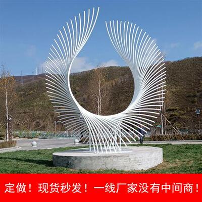 户外不锈钢标志性异形金属管抽象凤凰展翅广场酒店装饰雕塑摆件