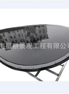 供应异形椭圆喷泉雕塑庭院黑色玻璃钢水景园林景观雕塑