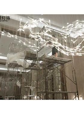 现货酒店大厅前台发光玻璃管工程灯样板房售楼部沙盘水晶吊灯