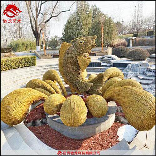 竹编艺术鸟雕塑装置制作厂家景观地景打造藤编工艺美陈定制厂家