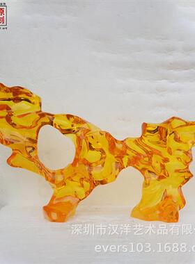 高档树脂装饰摆设仿琉璃蓝色艺术品酒店大堂雕塑摆件