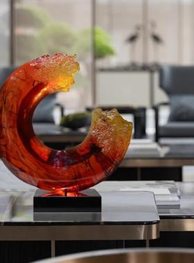 现代简约透明树脂摆件酒店客厅玄关高级感雕塑创意家居软装置饰品